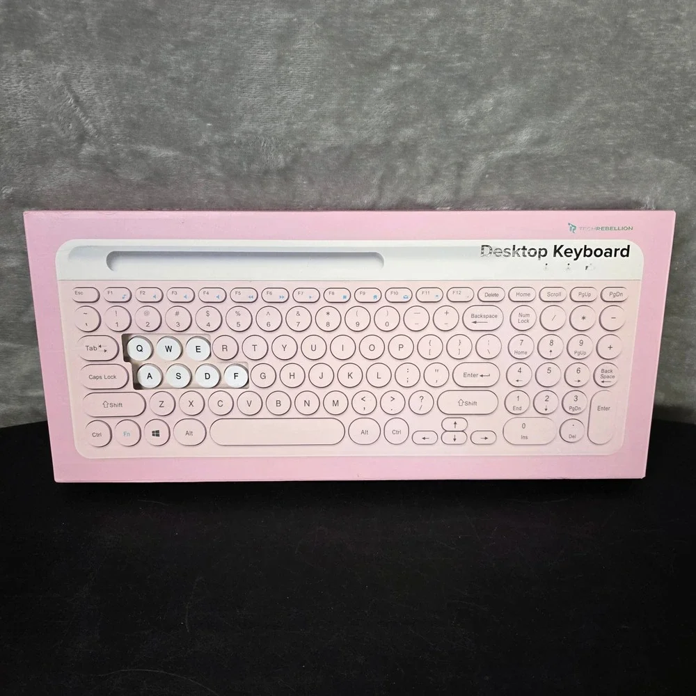 TechRebellion Wireless Desktop Keyboard Retro Round Key Student Tech Open Box